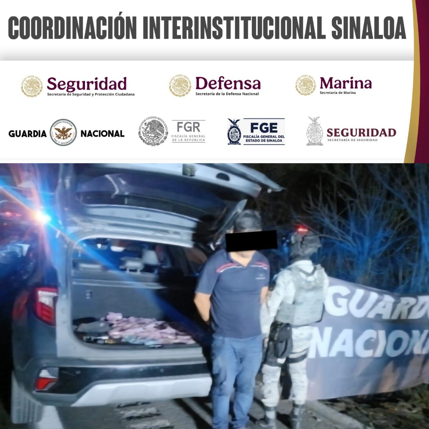 En Mazatlán, Grupo Interinstitucional detiene a hombre y le asegura arma de fuego y droga. (SSP Sinaloa)
