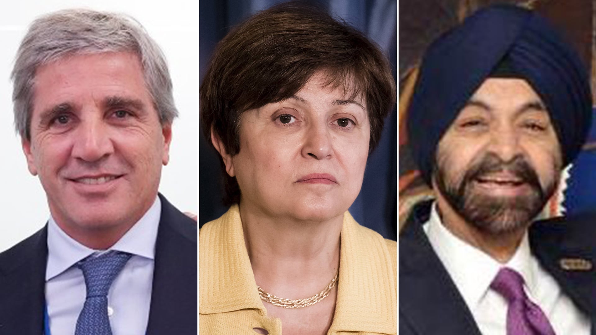 Luis Caputo, Kristalina Georgieva y Ajay Banga, tres protagonistas clave de la estrategia de financiamiento multilateral del Gobierno para pagar a los deudores en julio