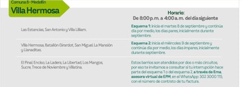 El Esquema 2 regirá los días impares de septiembre con interrupciones en sectores de La Candelaria, Manrique, Aranjuez, Villa Hermosa y Buenos Aires - crédito EPM