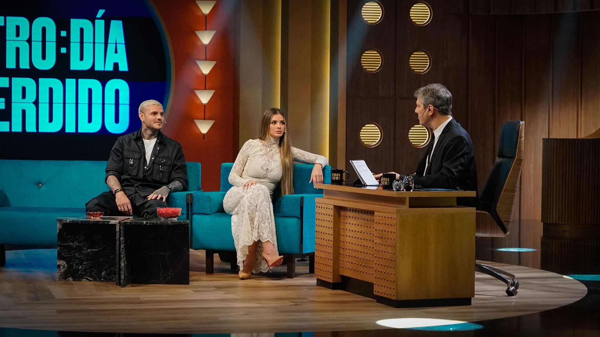 La China Suárez se animó al mano a mano con Mario Pergolini y en medio de la entrevista se sumó Mauro Icardi, marcando su primera charla conjunta (Prensa El Trece)