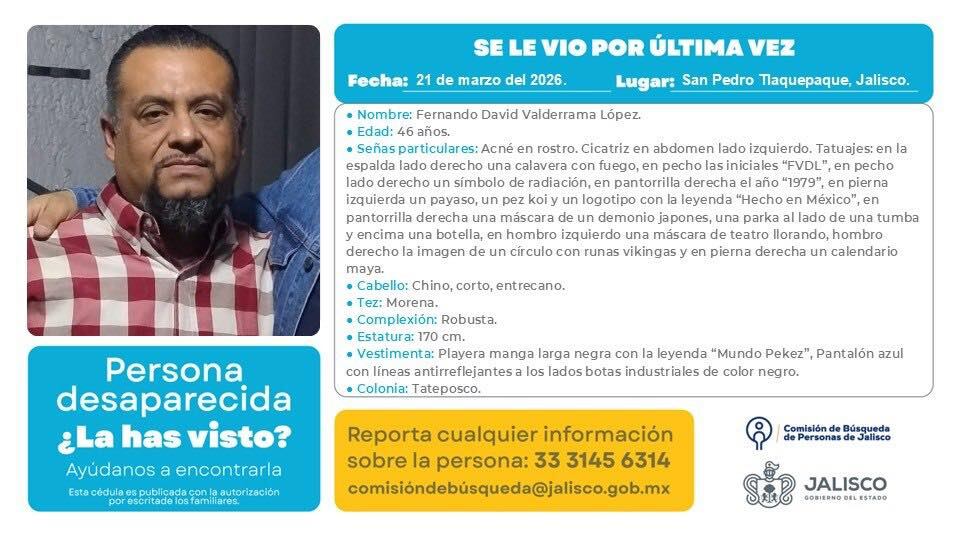Fernando David Valderrama López (Comisión de Búsqueda de Personas del Estado de Jalisco)