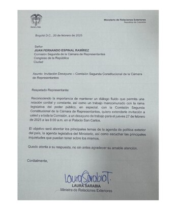 Esta es la carta enviada