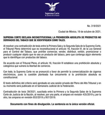 Pronunciamiento de la Suprema Corte.