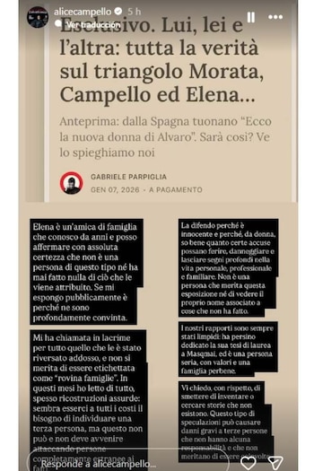 Publicación de Alice Campello en