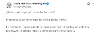 María José Pizarro rejeita posse presidencial para implantação militar - crédito @PizarroMariaJo/X
