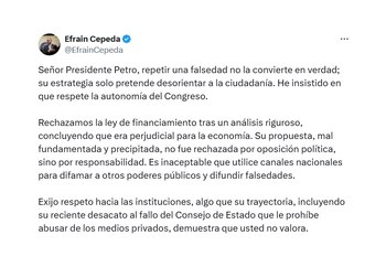 Respuesta de Efraín Cepeda a