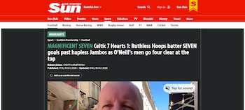 El momento en el cual uno de los diarios más leídos de Escocia habló de la goleada del Celtic por 7-1 ante el Hearts-crédito The Sun