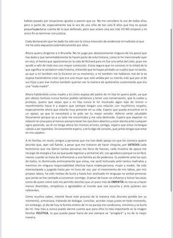 Comunicado de Camila Ganoza. (Twitter)