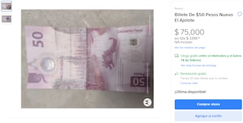 Billete de 50 pesos. Mercado