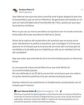 Reacción del presidente Petro al