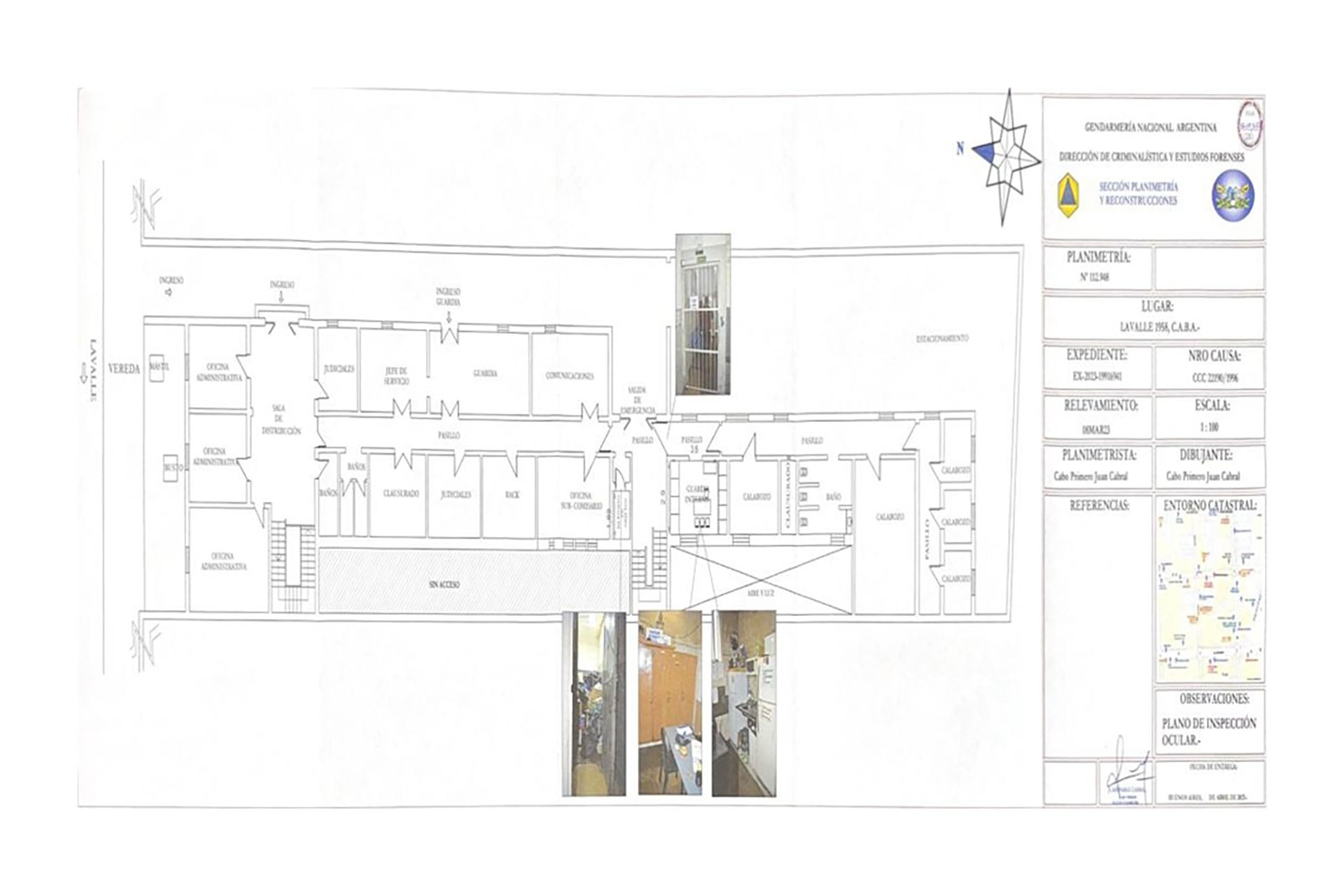 Plano de la ex comisaría 5ta. de la Policía Federal. Foto: dictamen de la PROCUVIN