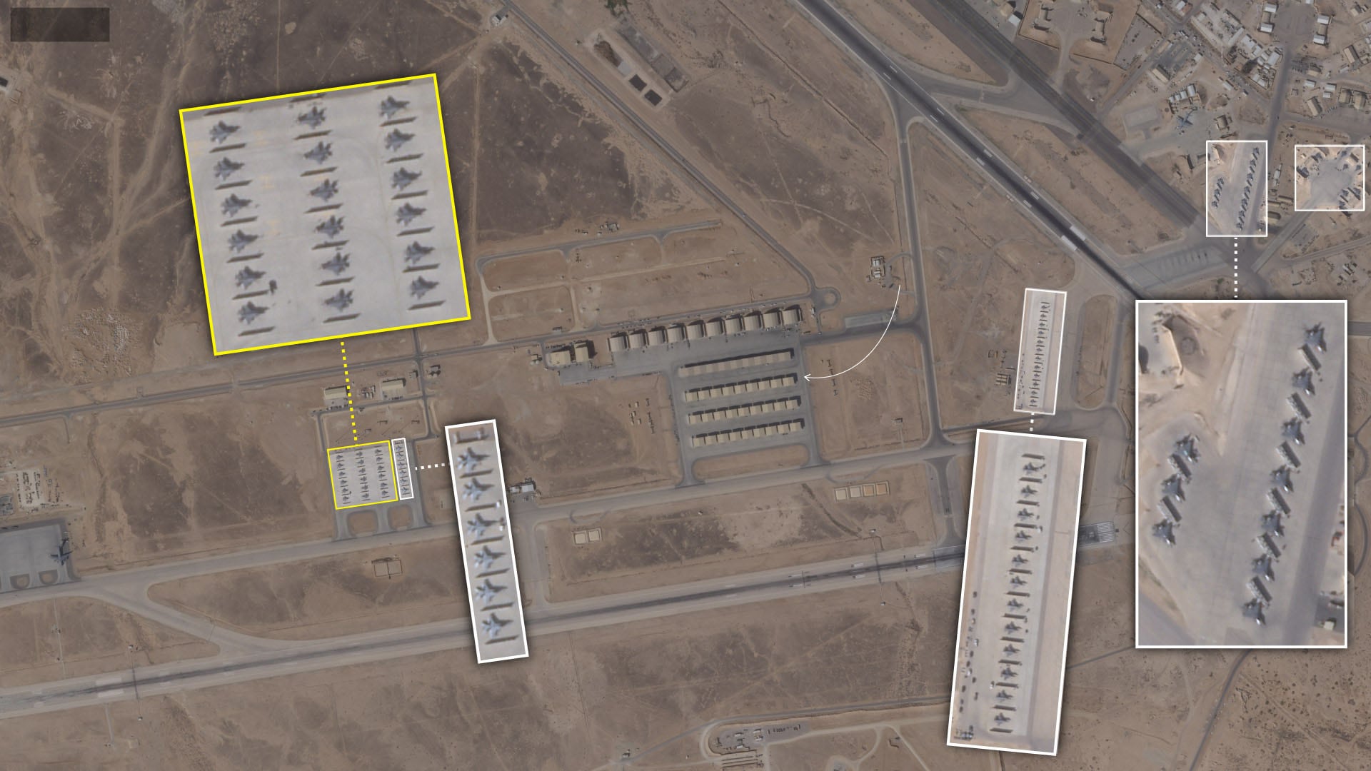 Imágenes satelitales recientes revelan un incremento significativo de aviones militares estadounidenses estacionados en una base aérea cercana a Irán, indicando una posible escalada de tensión regional (The Washington Post)