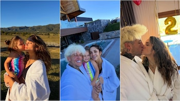 Pétalos de rosa, globos dorados y día de relax: la fiesta sorpresa de Alex Caniggia y Venezia para Melody Luz