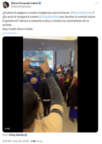 María Fernanda Cabal criticó ataque
