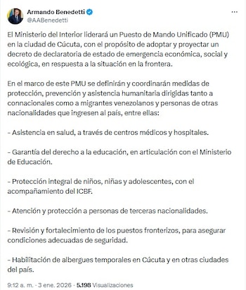 Ministro del Interior sobre posibilidad