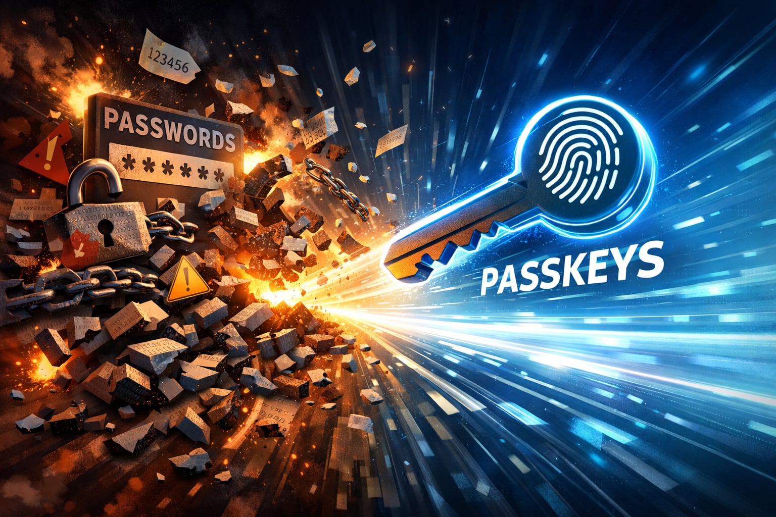 Una ilustración muestra una llave digital representando passkeys superando contraseñas tradicionales. (Imagen Ilustrativa Infobae)