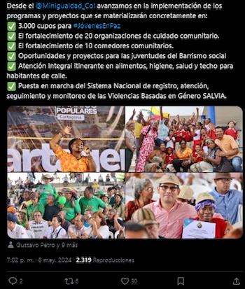 Ministra de la Igualdad anunció