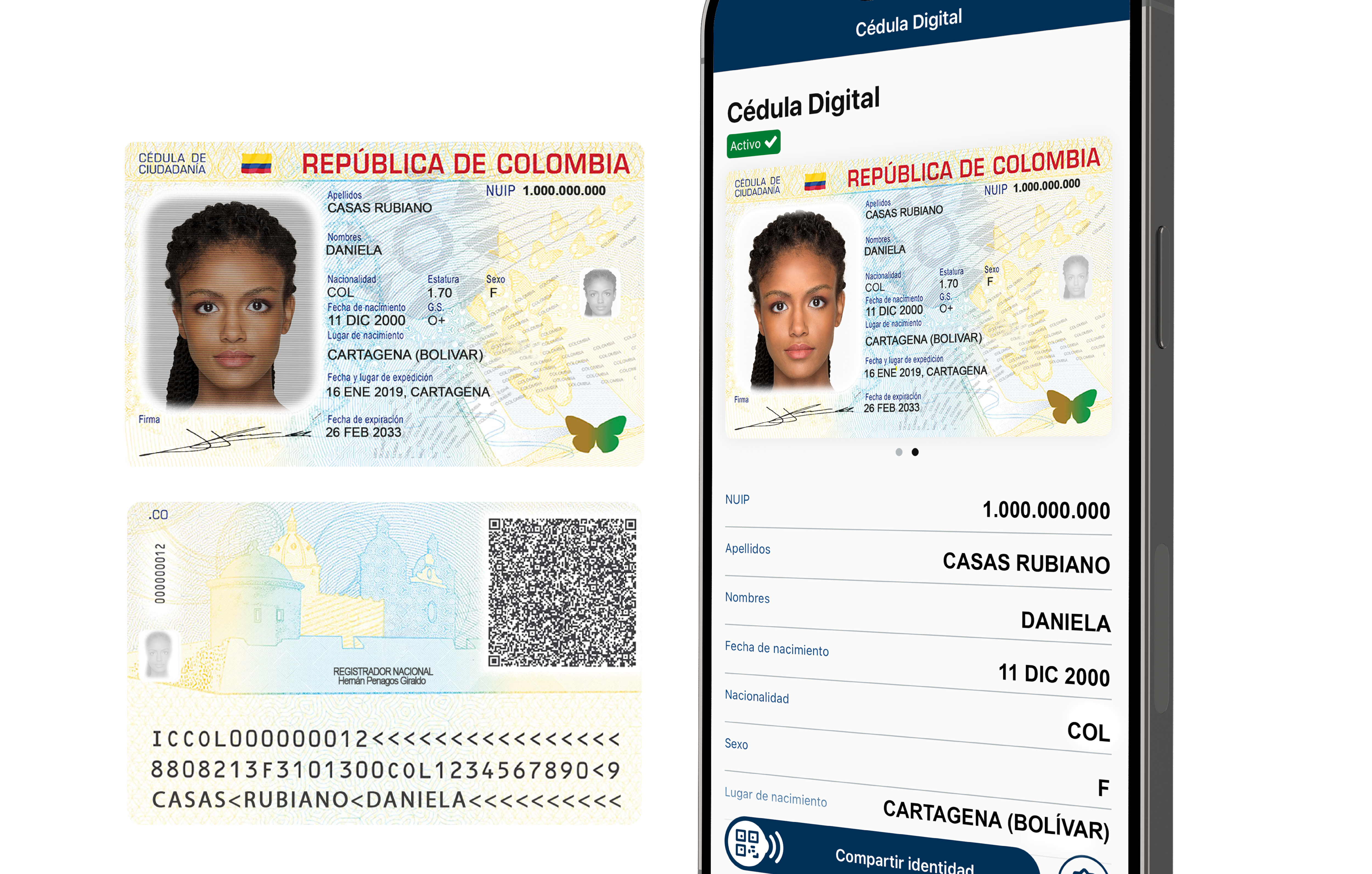Cédula digital colombiana- crédito Registraduría Nacional del Estado Civil