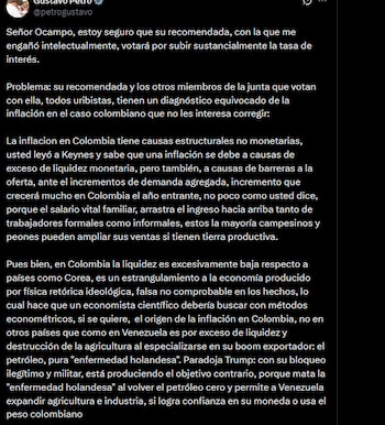 Petro señaló que Ocampo lo