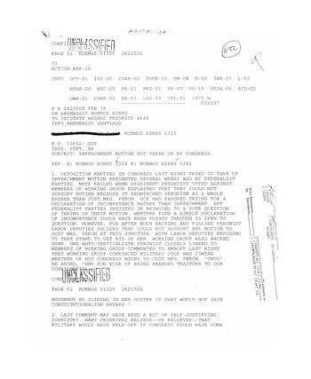 Archivos desclasificados de la embajada