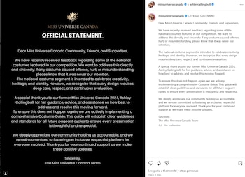 Miss Universo Canadá 2024 denuncia apropiación cultural en el certamen de 2026