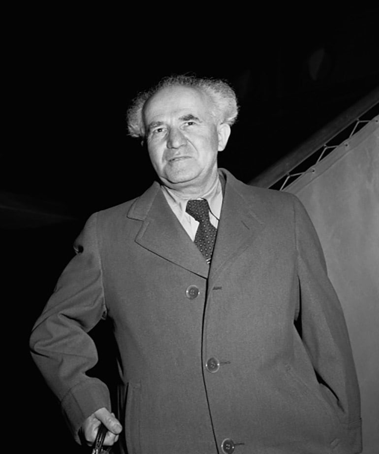 David Ben-Gurion, presidente de la Agencia Judía para Palestina, llegando a Nueva York en mayo de 1947 (AP Photo/Matty Zimmerman)
