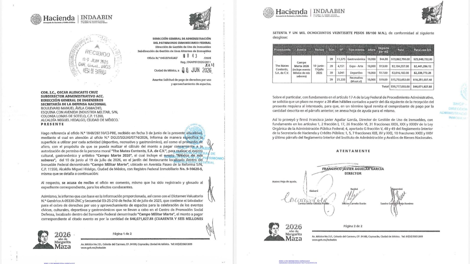 La Secretaría de Hacienda ordenó cobrar 46.1 millones de pesos por el uso del Campo Marte durante la Copa Mundial FIFA 2026| MMCI