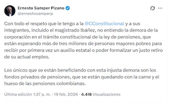 El expresidente Ernesto Samper se