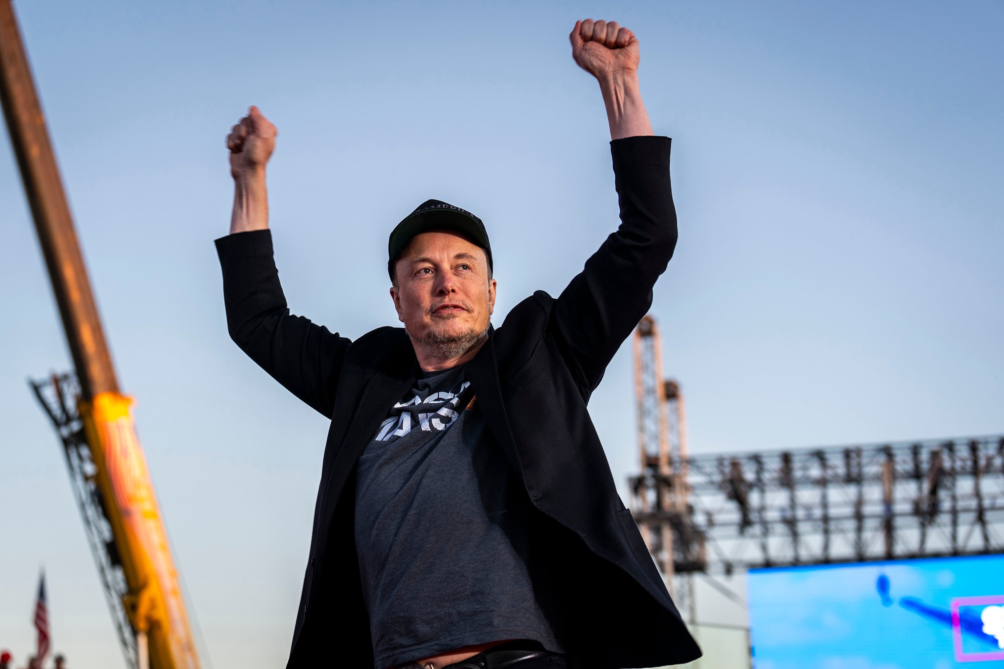 FILE — Elon Musk takes the stage as former President Donald Trump delivers remarks at a campaign rally in Butler, Pa., Oct. 5, 2024. “Musk,” the Alex Gibney documentary that premiered at the Venice Film Festival on Tuesday, Sept. 9, 2026, is a mega-portrait of Elon Musk. (Doug Mills/The New York Times)