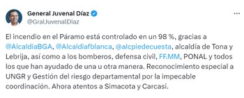 El mandatario departamental dio a