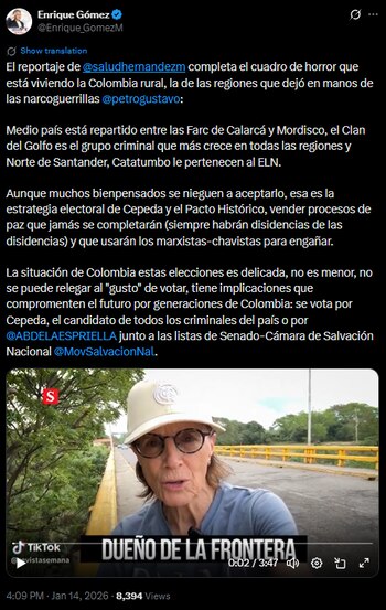 Enrique Gómez acusó al Pacto