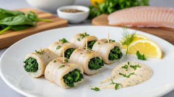 Receta de rollos de merluza y espinaca, rápida y fácil