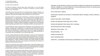 Carta de los peruanos residentes en el Extranjero contra Dina Boluarte. Composición Infobae