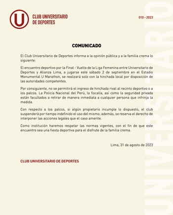Universitario de Deportes tendrá que