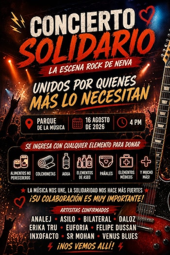 Neiva se organizó a través de su escena rock para llevar ayudas a Buenaventura - crédito @diariodelhuila/X