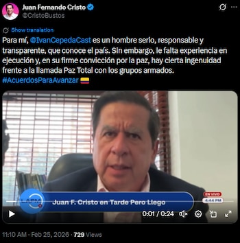 Juan Fernando Cristo resaltó la