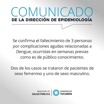 3 muertes por dengue en Tucumán