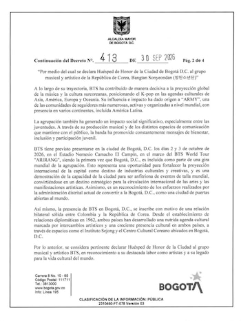La administración resaltó el alcance internacional de BTS y la presencia de ARMY en América Latina - crédito Alcaldía de Bogotá