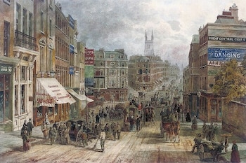 Londres en el siglo XIX, en la pintura 'Snow Hill, Holborn, London'.