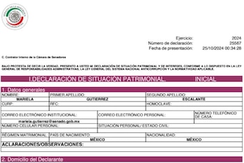 Sus declaraciones patrimoniales no reportan propiedades, vehículos ni inversiones. Crédito: Gobierno