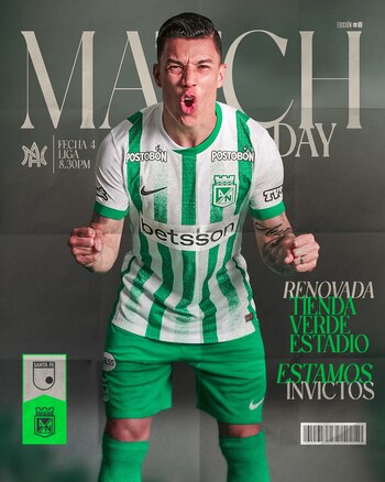 Con Matheus Uribe, así presentó el cuadro Verdolaga el encuentro ante Santa Fe - crédito @nacionaloficial / X