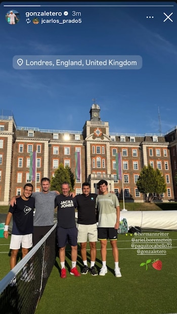 Gonzalo Bueno ya está instalado en Londres para disputar la clasificación de Wimbledon. Crédito: Instagram gonzaletero.