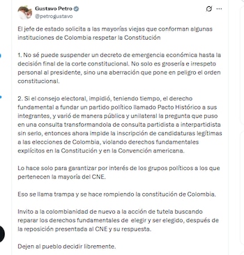 El presidente Gustavo Petro mostró