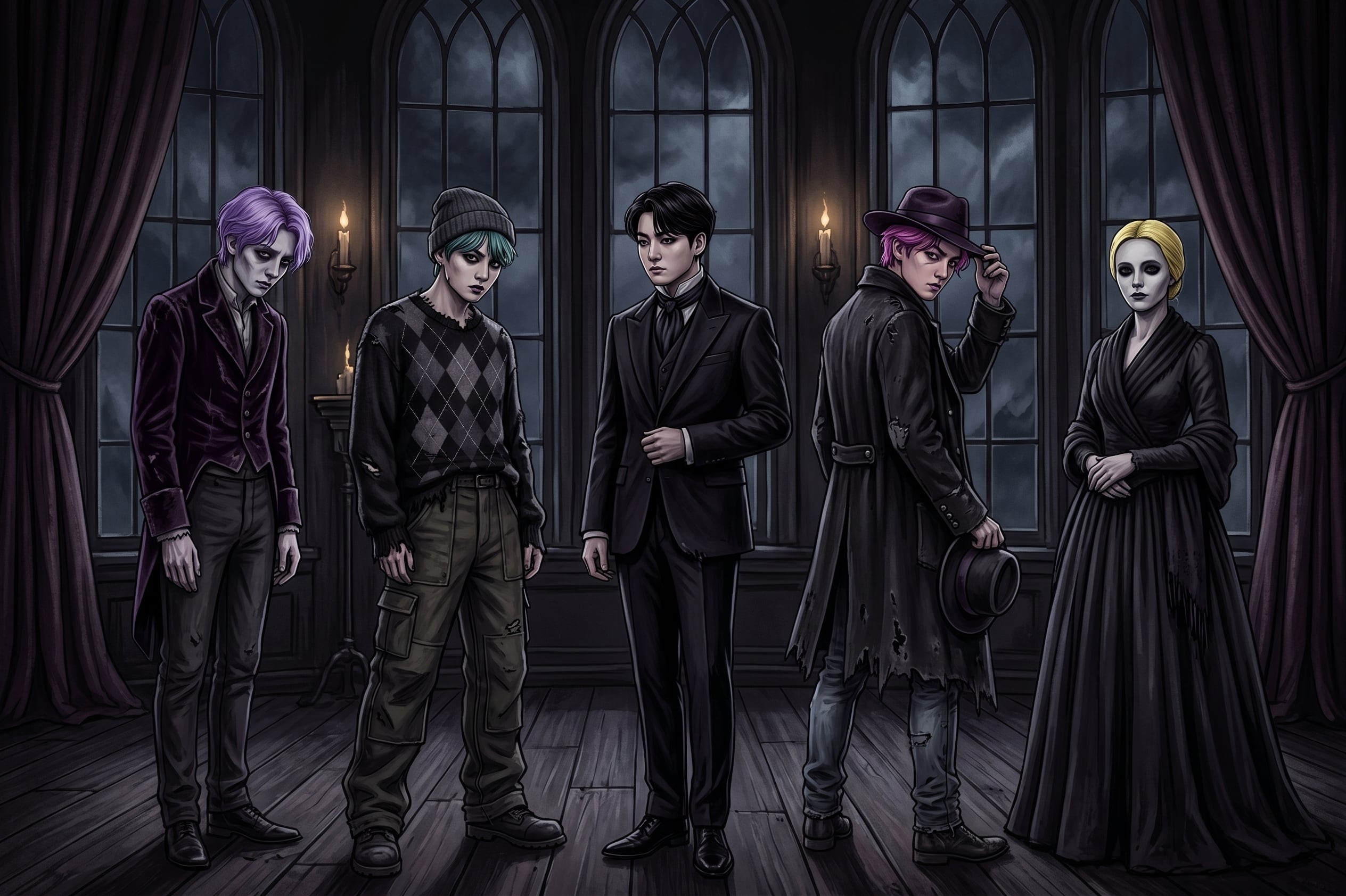 Esta es una ilustración de Los Saja Boys con estilo de Los locos Addams. (Foto: Gemini)
