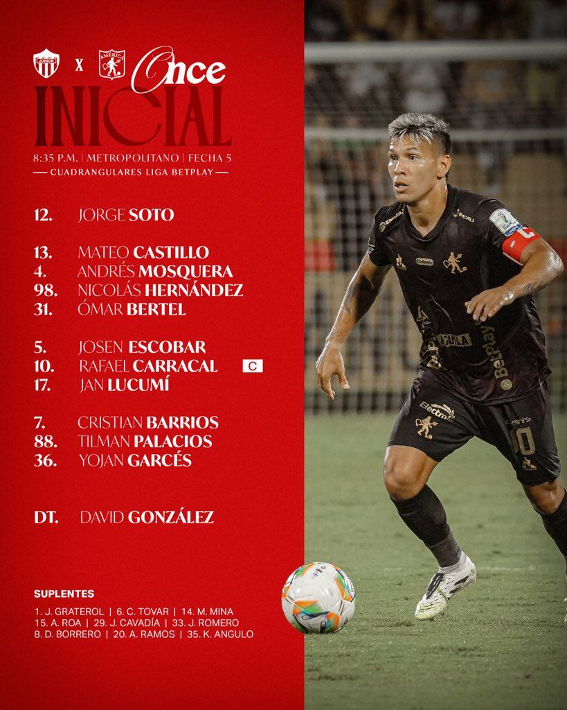 Alineación del América para verse con el Junior en Barranquilla - crédito América de Cali