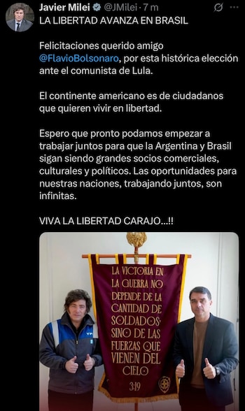 El posteo de Milei