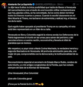 Abelardo De La Espriella respaldó