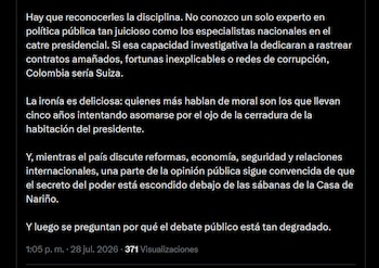 Pardo afirmó en X que la agenda mediática se concentró en la vida sexual de Gustavo Petro y no en los problemas de Colombia - crédito X