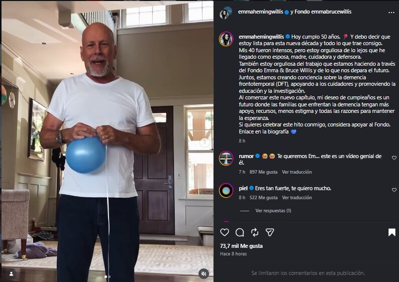 Emma Heming destacó la labor que hace al cuidar de Bruce Willis en su enfermedad.