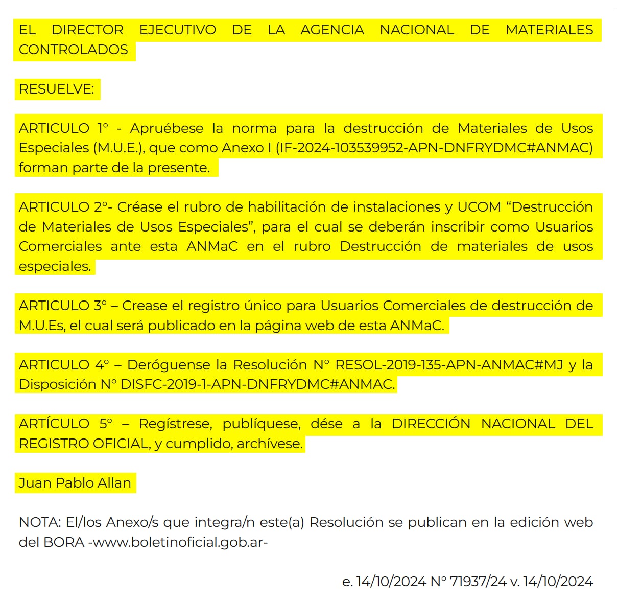 La nueva legislación para la destrucción de chalecos antibala publicada en el Boletín Oficial